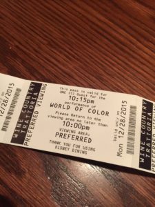 World of Color Dining Ticket